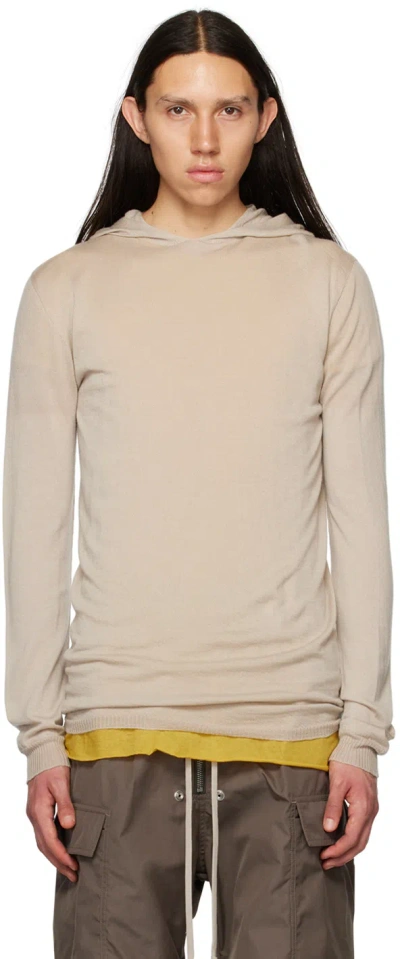 Rick Owens Off-white Semi-sheer Hoodie In 08 Pearl