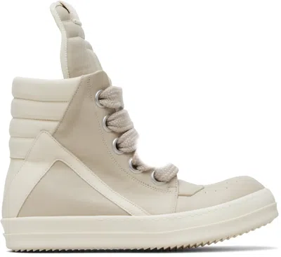 Rick Owens Off-white Temple Jumbolace Geobasket Sneakers In Neutral