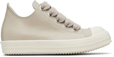 Rick Owens Off-white Temple Jumbolace Low Sneaks Sneakers In Neutral