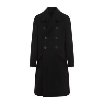 RICK OWENS RICK OWENS OFFICER BLACK VIRGIN WOOL COAT