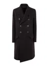 Rick Owens Double-breasted Virgin Wool Coat In Negro