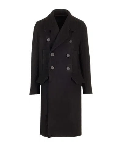 Rick Owens Officer Double-breasted Long Coat In Black