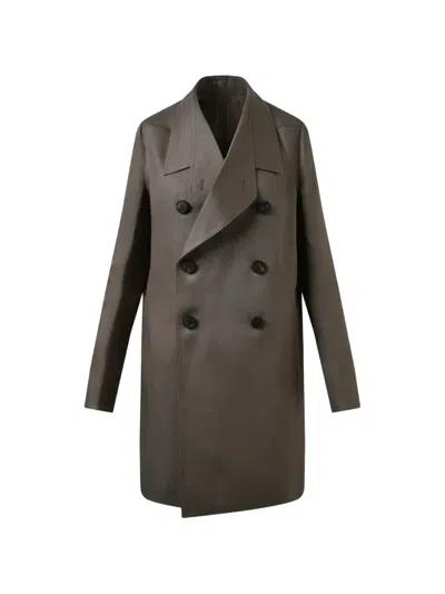 Rick Owens Officer Double-breasted Coat In Brown