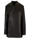 Rick Owens Womens Black Officer Two-slip-pockets Relaxed-fit Leather Jacket In Black