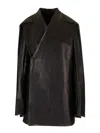 Rick Owens Womens Black Officer Two-slip-pockets Relaxed-fit Leather Jacket In Black