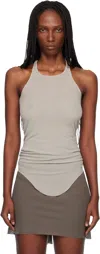 Rick Owens Off-white Temple Basic Rib Tank Top In Gray