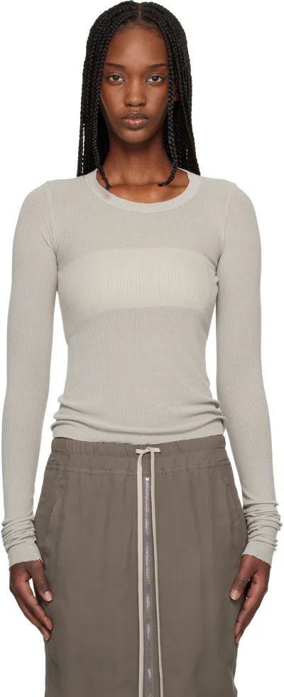 Rick Owens Off-white Temple Cropped Rib Ls T-shirt