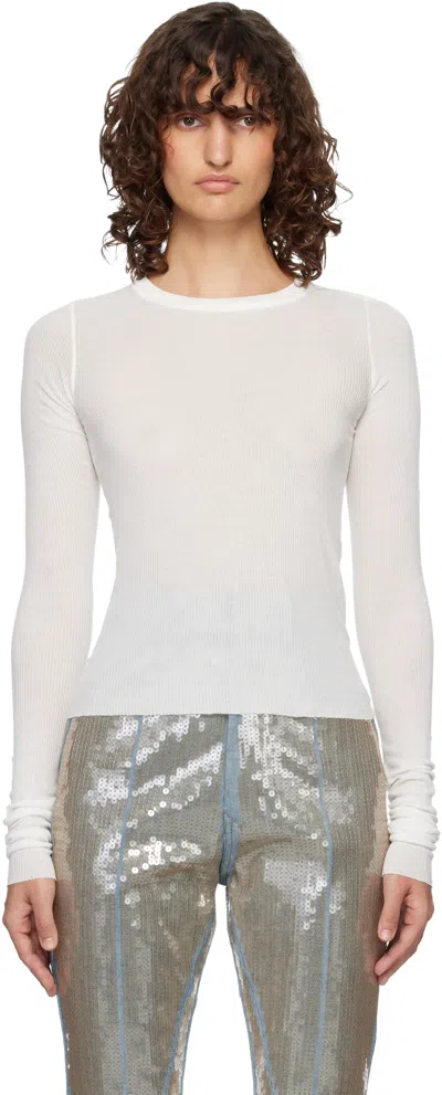 Rick Owens Off-white Temple Cropped Rib Ls T-shirt