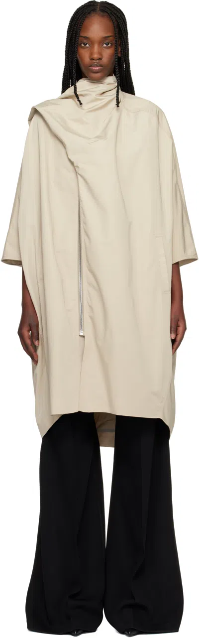 Rick Owens Off-white Temple Sail Biker Coat In Neutral