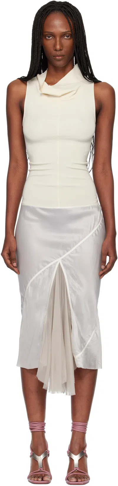 Rick Owens Off-white Temple Sliced Midi Dress In Neutral