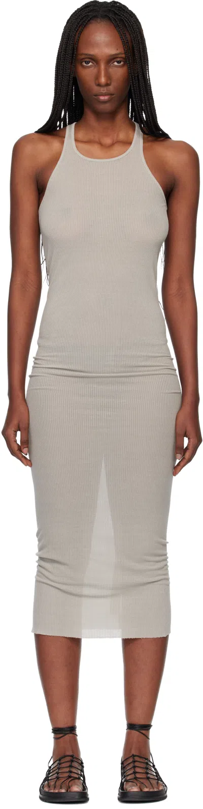 Rick Owens Off-white Temple Tank Midi Dress In Gray