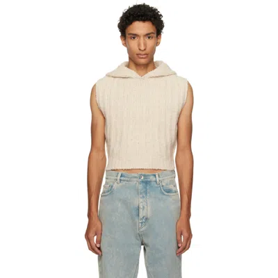 Rick Owens Off-white Tower Cropped Hooded Tank Top In Neutral