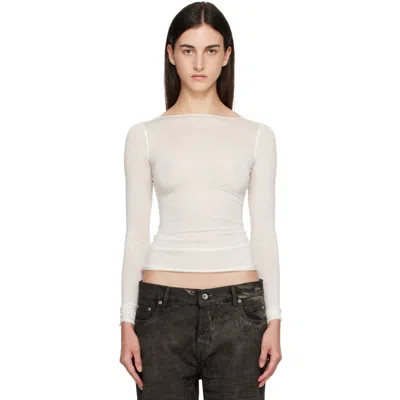 Rick Owens Off-white Tower Ls T-shirt In 11 Milk