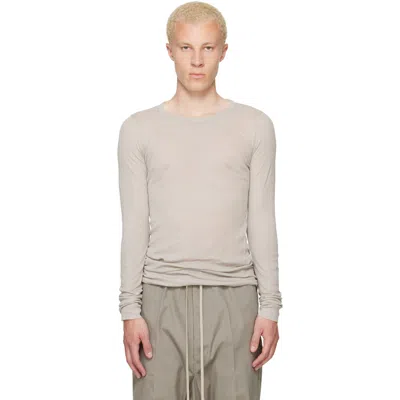Rick Owens Off-white Tower Rib Ls T-shirt In Gray