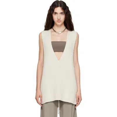 Rick Owens Off-white Tower Wool Knit V Neck Vest In 21 Natural