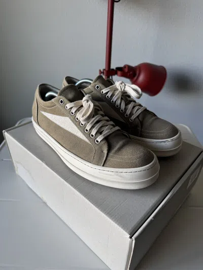 Pre-owned Rick Owens Olive Green Canvas Vans Vintage Sneakers 43/10