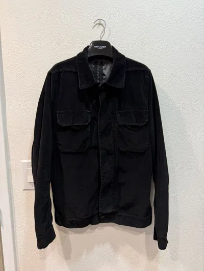 Pre-owned Rick Owens Olmar Mirta Velvet Worker Jacket M In Black