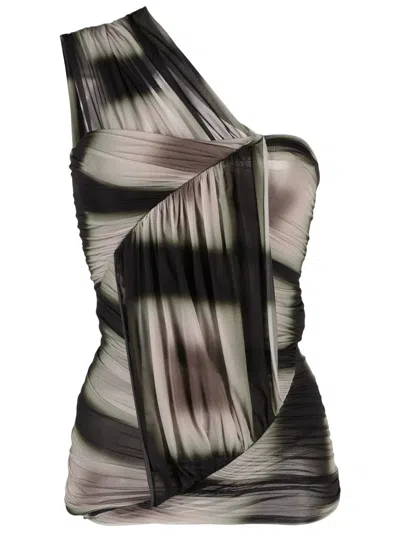 Rick Owens Ombré-effect Asymmetric Draped Top In Schwarz
