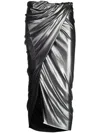Rick Owens Ombré-effect Draped Midi Skirt In Grey