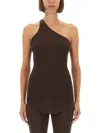 Rick Owens Asymmetric One-shoulder Fitted Top In Brown
