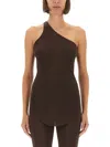 Rick Owens Asymmetric One-shoulder Fitted Top In Brown