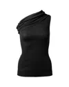Rick Owens One-shoulder Black Ribbed Athena Top