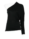Rick Owens One Shoulder Long Sleeve Fitted Top In Black