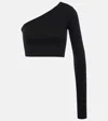 RICK OWENS ONE-SHOULDER COTTON CROP TOP