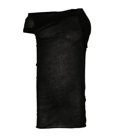 Rick Owens One-shoulder Cotton Tank Top In Black