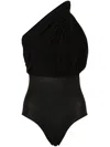 Rick Owens One-shoulder Draped Bodysuit In Black