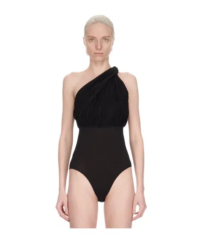 RICK OWENS ONE-SHOULDER DRAPED BODYSUIT