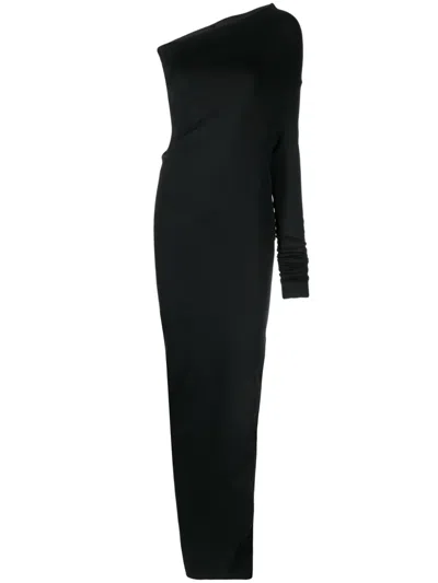 Rick Owens One-shoulder Fitted Dress Asymmetric Hem In Black