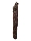 Rick Owens Athena Arrowhead Gown Draped One-shoulder Velvet Slit In Gray