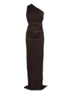 Rick Owens One-shoulder Draped Dress In Brown