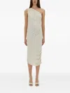 Rick Owens One-shoulder Draped Midi Day Dress In Neutral