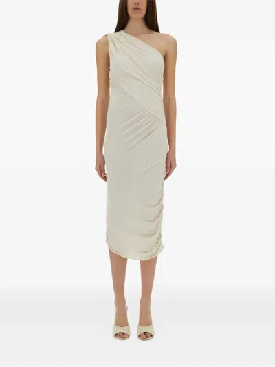 RICK OWENS ONE-SHOULDER DRAPED MIDI DAY DRESS