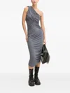 Rick Owens One-shoulder Draped Midi Dress In Gray