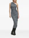 Rick Owens One-shoulder Draped Midi Dress In Gray
