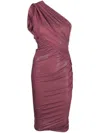 Rick Owens One-shoulder Draped Midi Dress In Pink