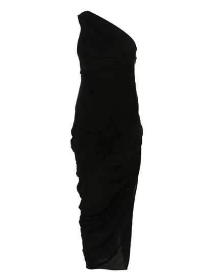 Rick Owens Draped Midi Dress In Schwarz