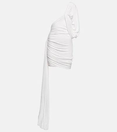 Rick Owens One-shoulder Draped Minidress In Milk