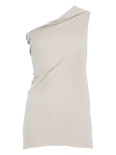 Rick Owens One-shoulder Draped Top In Neutral