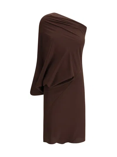 Rick Owens One-shoulder Dress In Brown