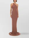 Rick Owens One Shoulder Fitted Floor-length Dress In Brown