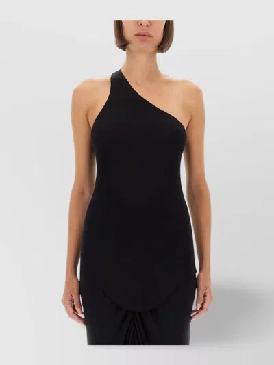 Rick Owens One-shoulder Floor-length Fitted Dress In Black