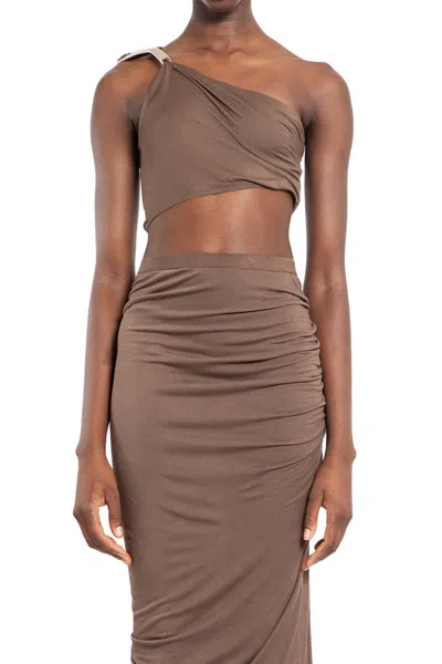 Rick Owens Woman Beige Tops In Grey