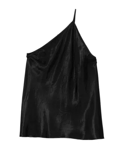 Rick Owens One Shoulder Halter Top In Black