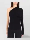 Rick Owens One Shoulder Long Sleeve Fitted Top In Black