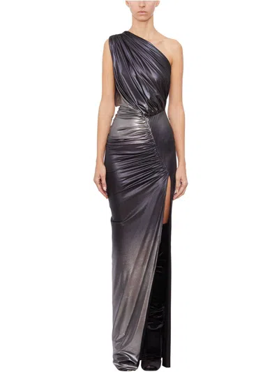 Rick Owens One-shoulder Maxi Dress In Silver