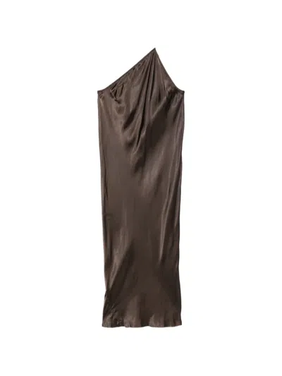 Rick Owens One-shoulder Midi Dress In Brown